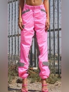 I.AM.GIA Neptune pants neon pink reflective nylon windbreaker med